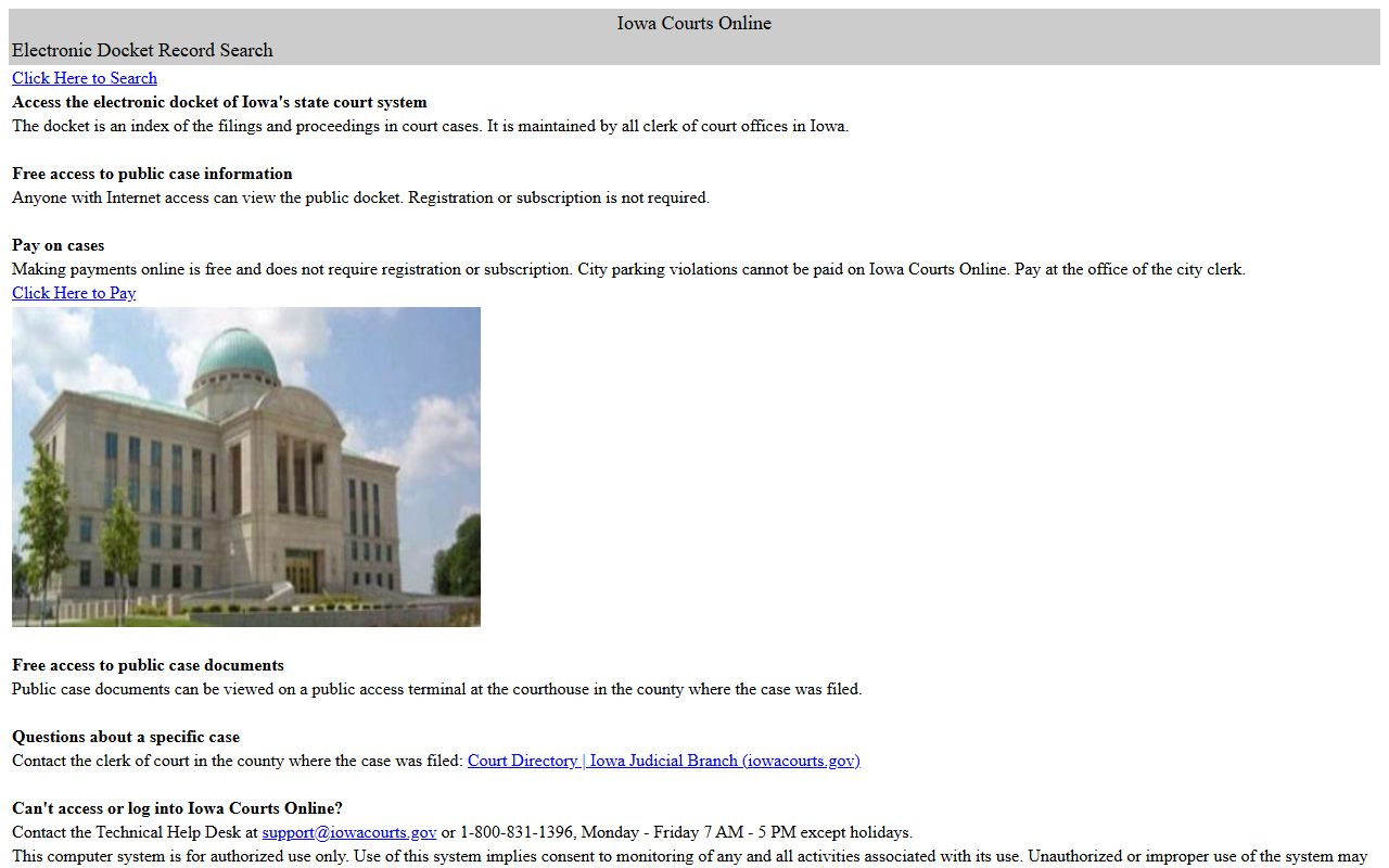 Fremont County court records after arrest search through Iowa Courts Online